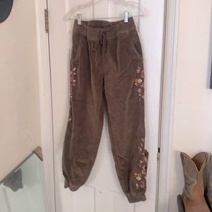 Driftwood embroidered corduroy joggers, small.